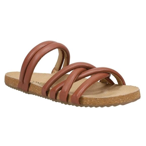 COCONUTS by Matisse Zurie Slide Brown Strappy Leather Sandals Womens Size 9 - Picture 1 of 4